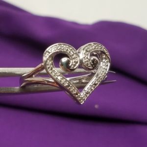 Diamond Heart Sterling Silver Ring